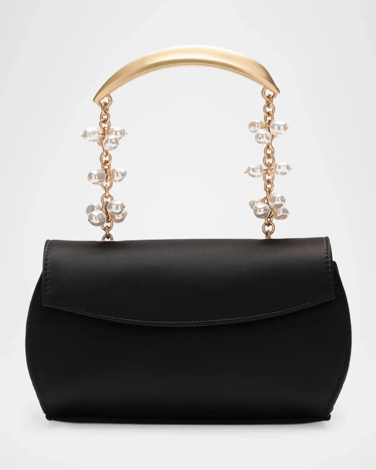 Fiona Pearly-Embellished Satin Top-Handle Bag