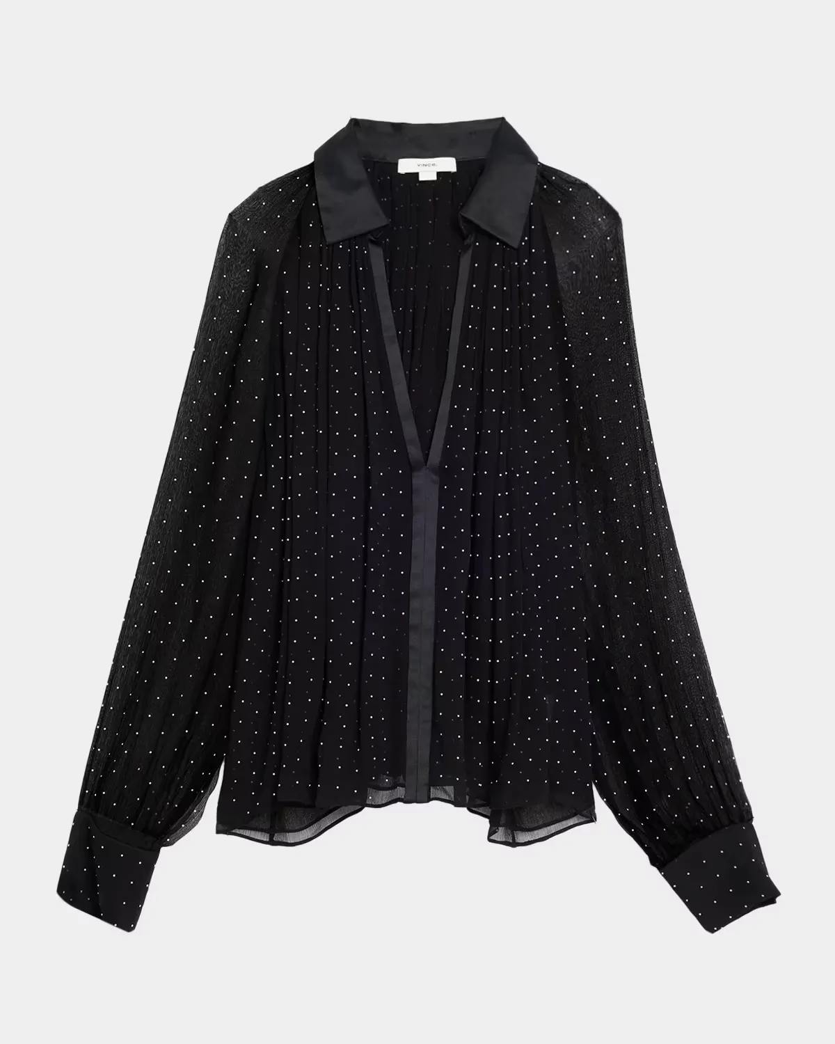 Heat-Set Dot Sheer Gathered Blouse by Vince