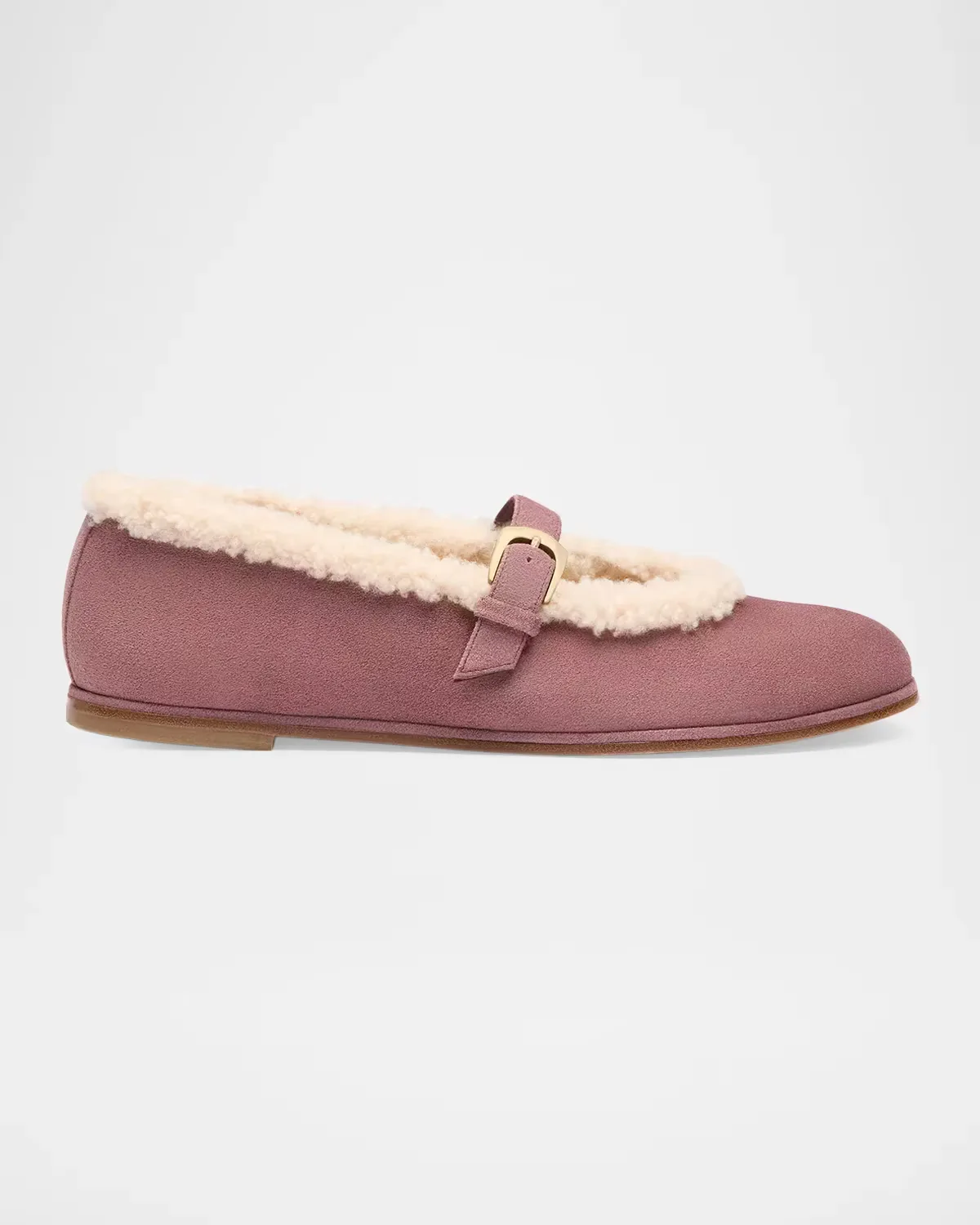Sai Shearling-Lined Suede Mary Jane Ballerina Flats by Stuart Weitzman