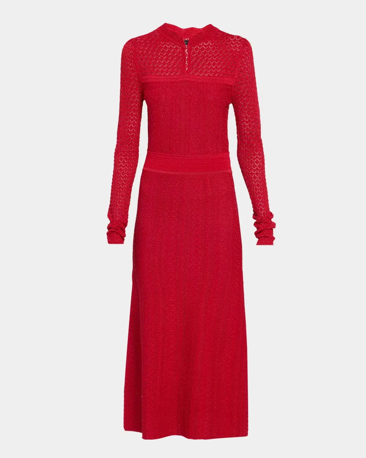 The Remi Shimmer Pointelle-Knit Midi Dress by Elie Tahari
