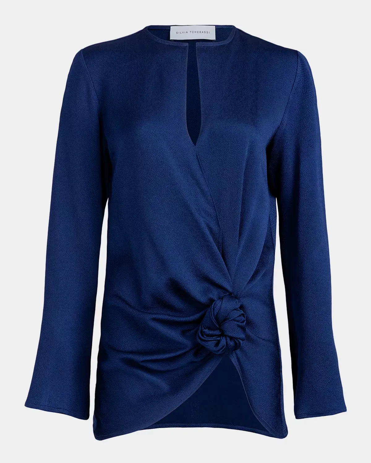 Tayra Knotted Long-Sleeve Wrap Blouse by Silvia Tcherassi