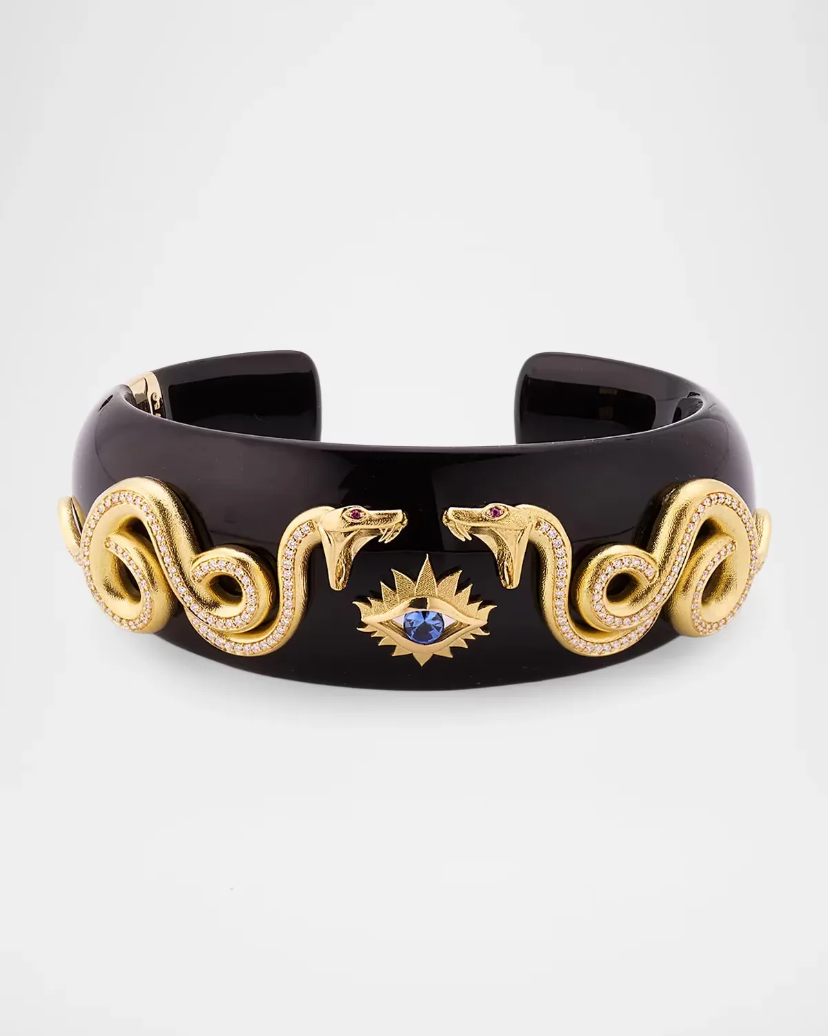 18K Yellow Gold Serpentine Acrylic Cuff with Diamonds by Paul Morelli