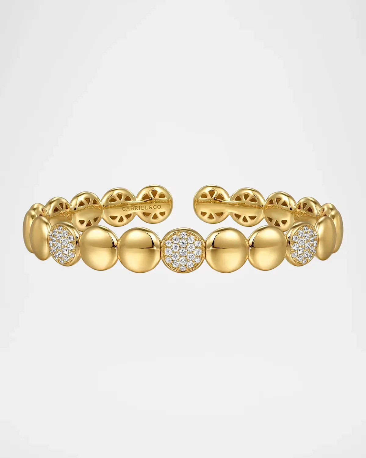 14K Yellow Gold Contemporary Diamond Cluster Cuff Bangle by Gabriel