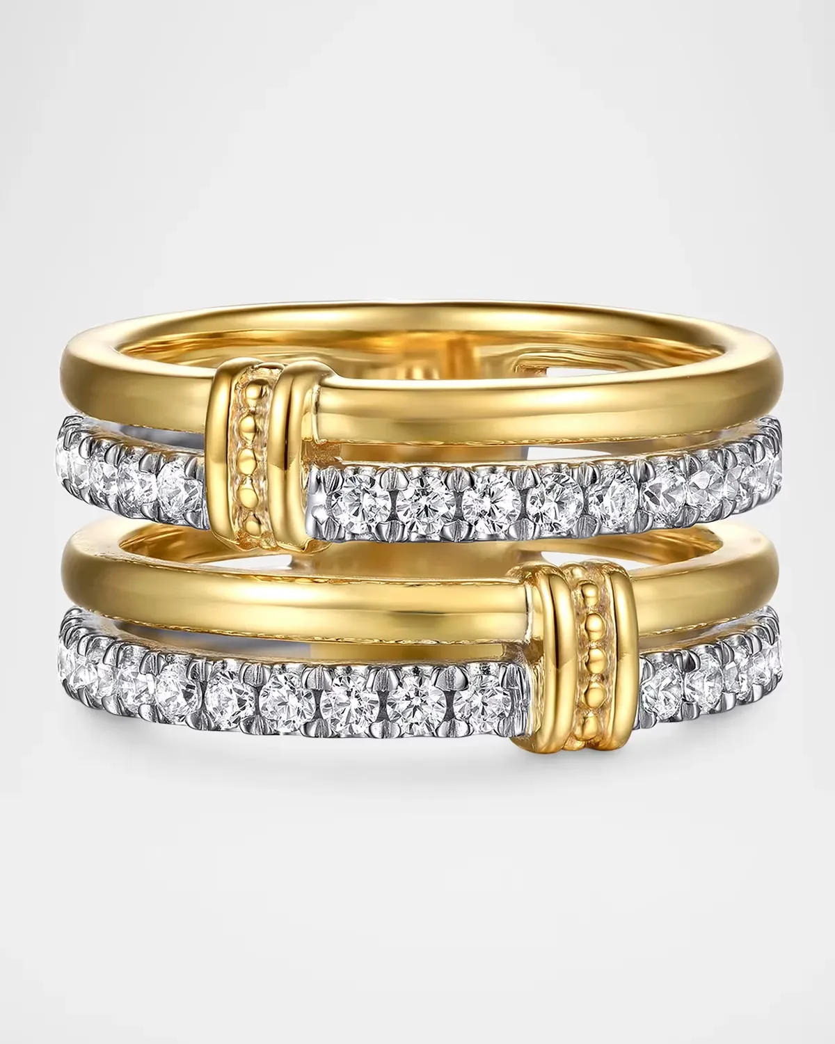 14K White and Yellow Gold Diamond Easy Stackable Ring
