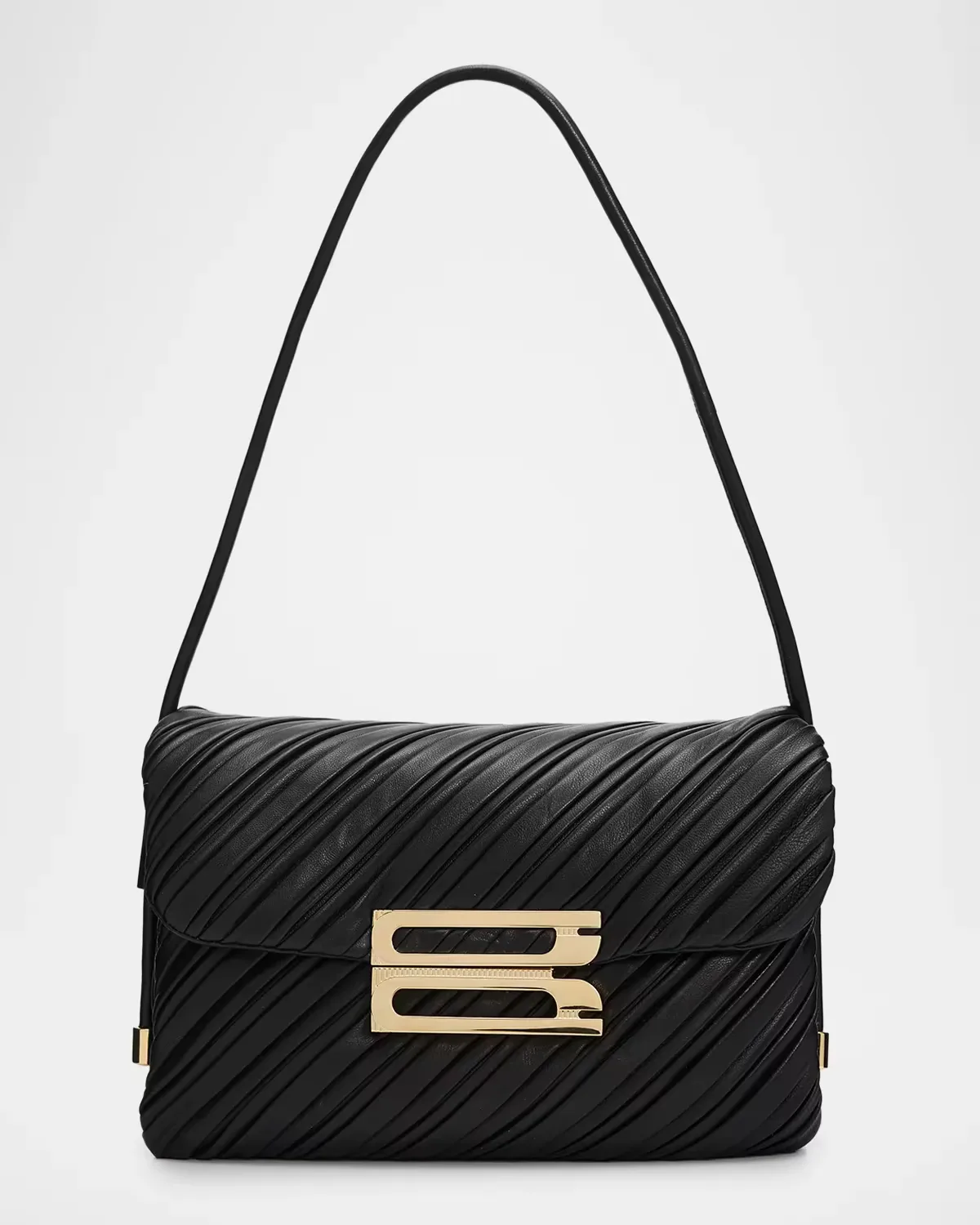Soft Dorian Pleated Leather Shoulder Bag