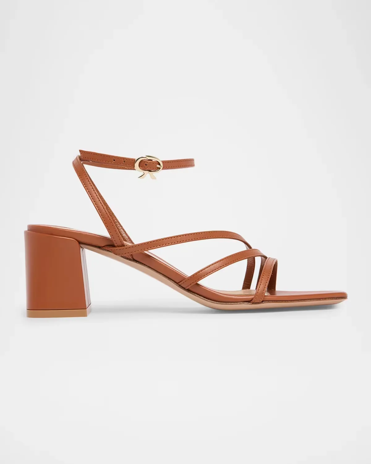 55mm Strappy Leather Ankle-Strap Sandals