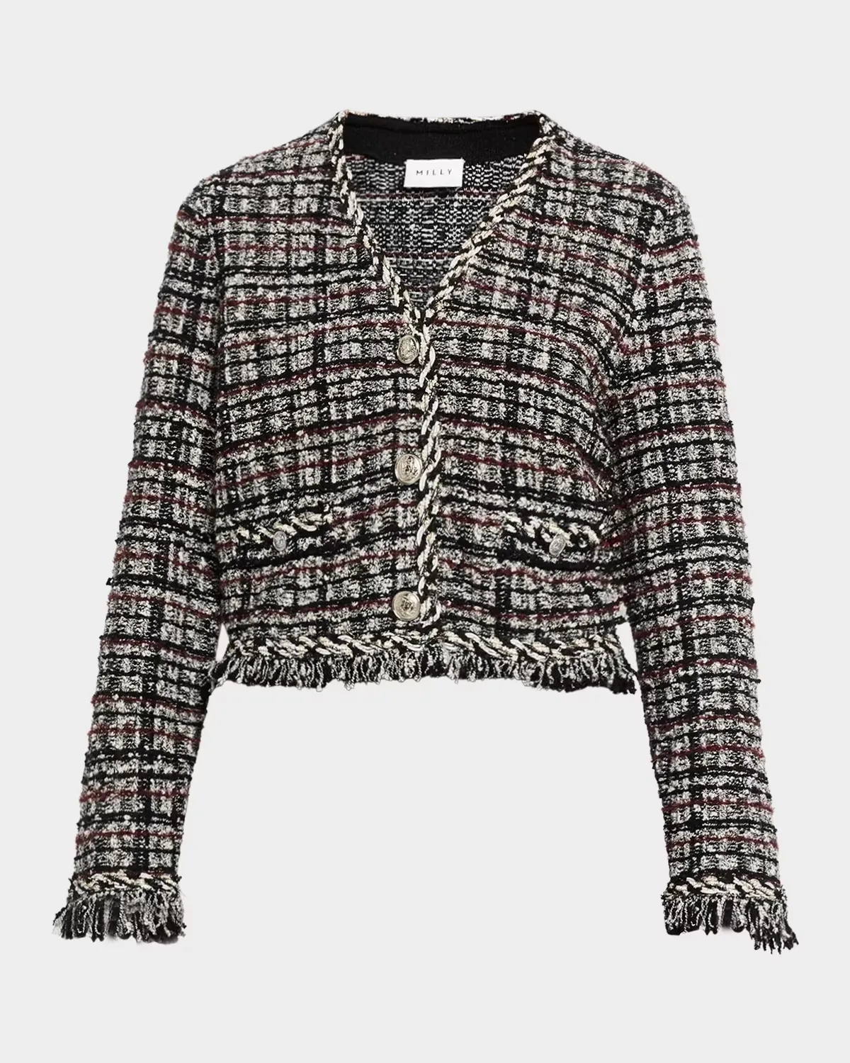 Daphne Fringe Tweed Jacket by Milly