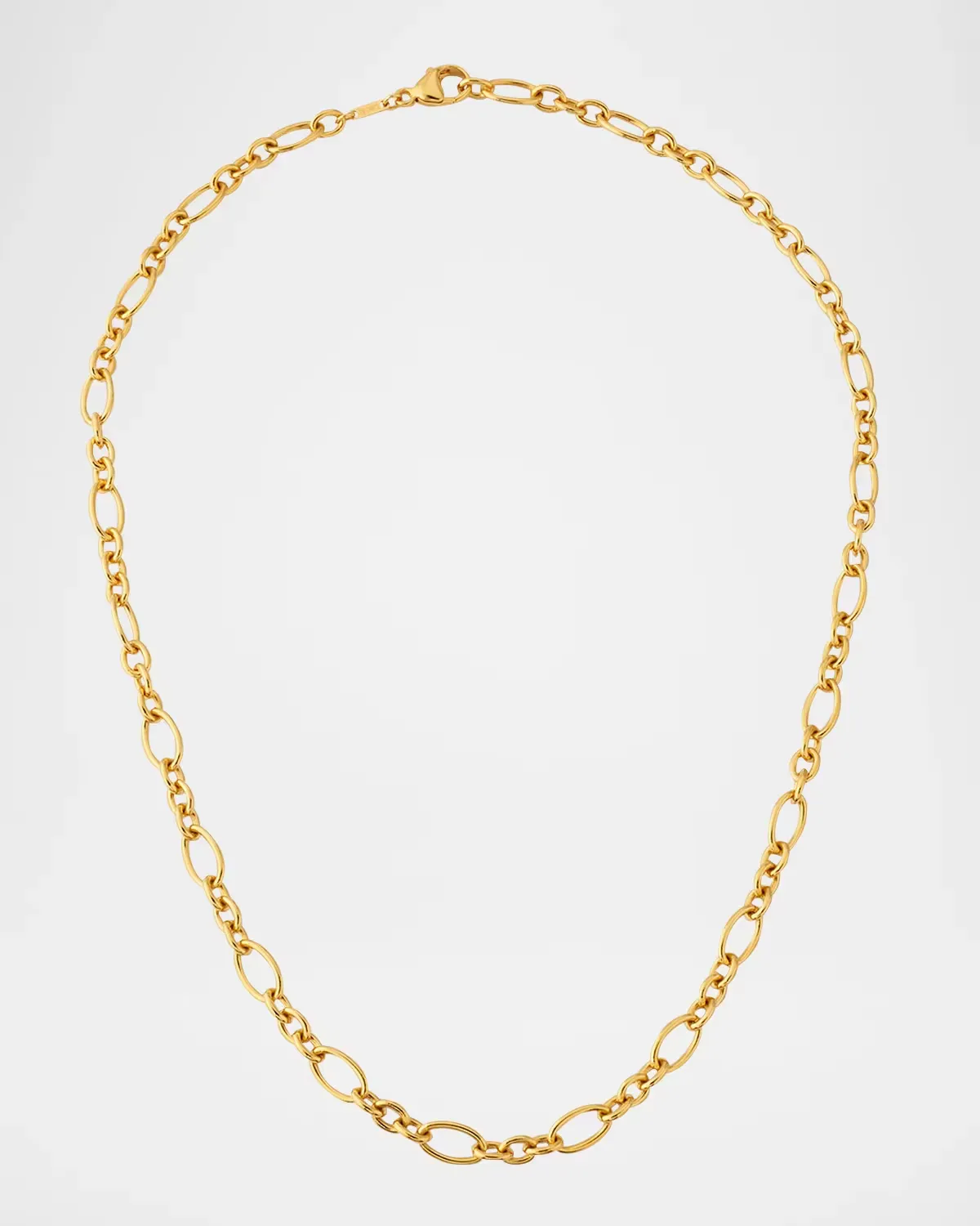 18K Yellow Gold Elongated Oval Mini Link Necklace, 18L