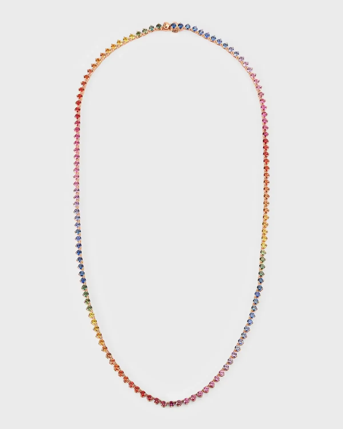18K Rose Gold Multi-Sapphire Tennis Necklace
