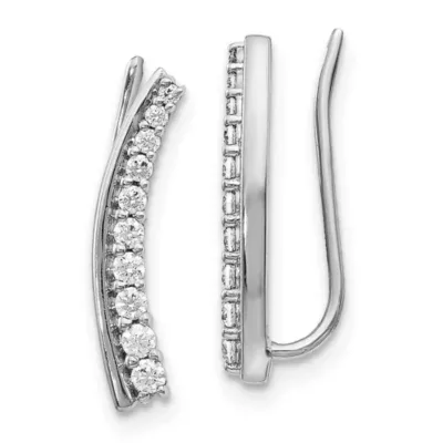 1/3 ct. t.w. Diamond Ear Climber Earrings in 14K White Gold by Belk & Co
