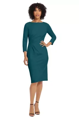 Long Sleeve Midi Dress with Ruching by Maggy London