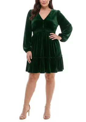 V-Neck Velvet Mini Dress by Taylor