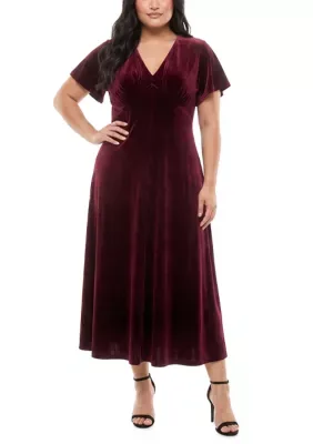 V-Neck Velvet Maxi Dress by Taylor