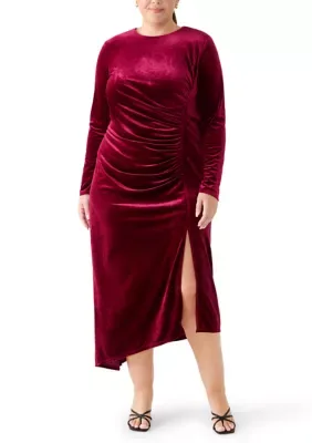 Long Sleeve Velvet A-Line Dress
