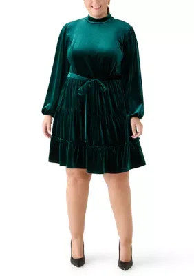 Long Sleeve Velvet A-Line Dress