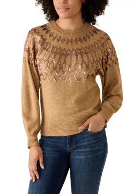 Tonal Fair Isle Print Sweater by Crown & Ivy