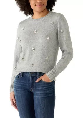 Long Sleeve Embellished Cluster Sweater by Crown & Ivy