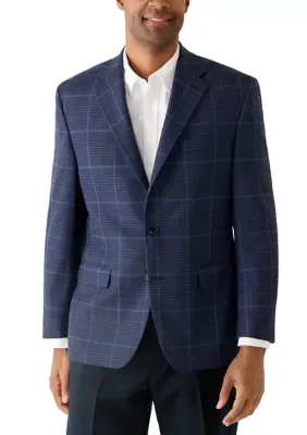 Blue Textured Plaid Jacket by Michael Kors