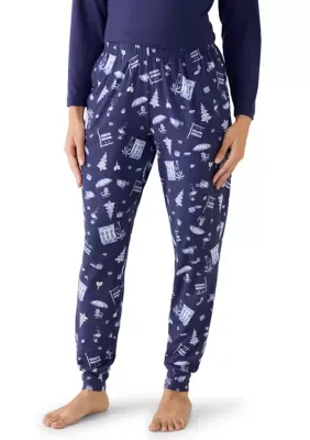 Seaside Holiday Print Jogger Pajama Pants by Pajamarama