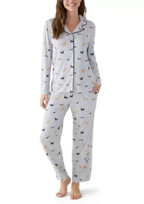 Dog Print Notch Collar Pajama Set by Pajamarama