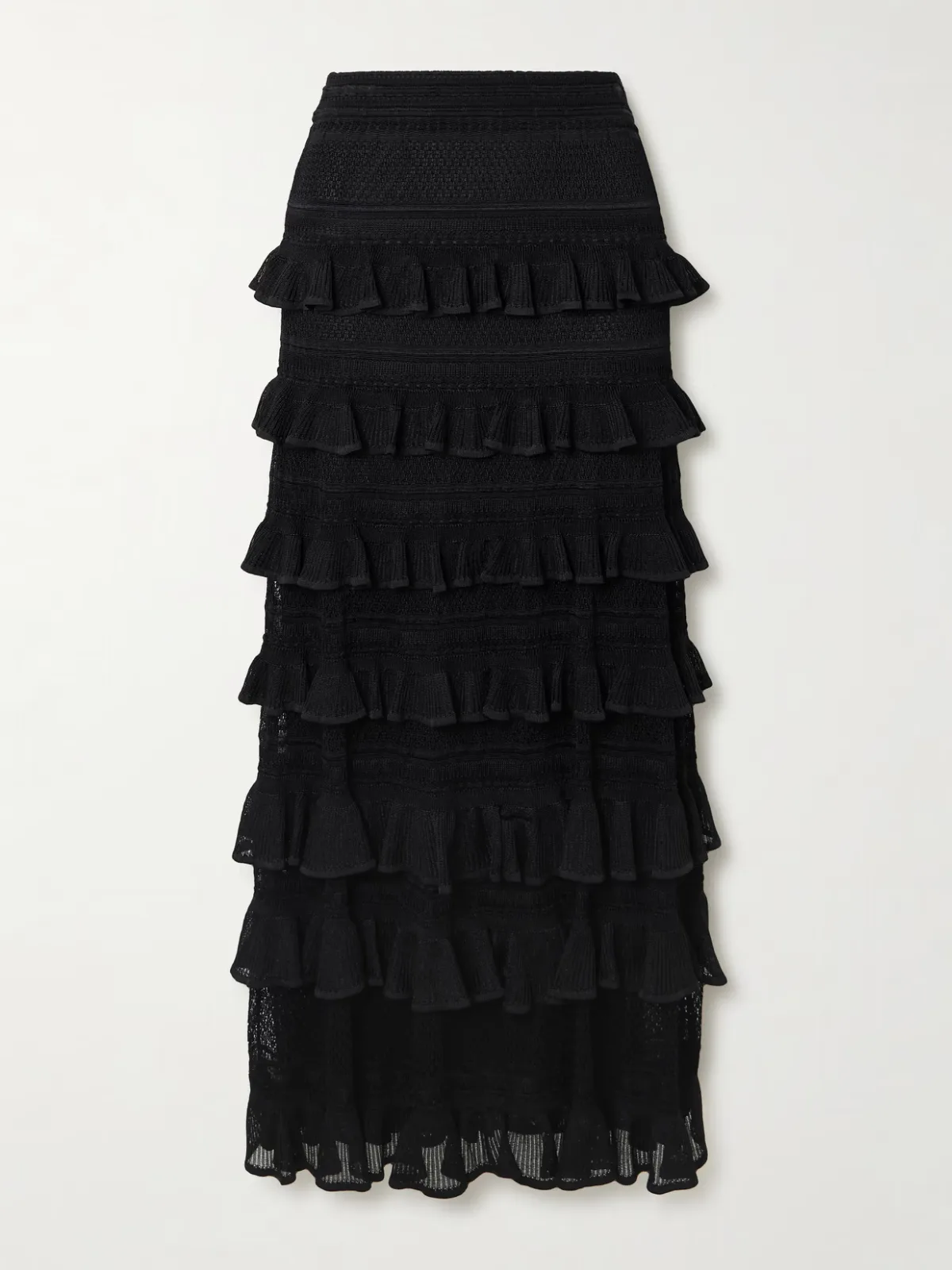 - Luna Ruffled Crocheted Midi Skirt -