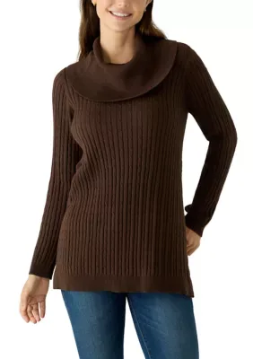Cowl Neck Cable Knit Tunic by Kim Rogers