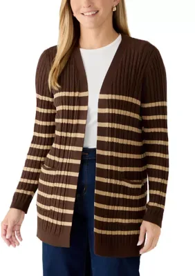 Cable Knit Striped Cardigan by Kim Rogers