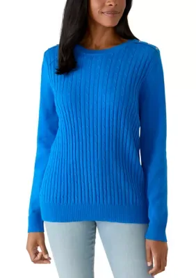 Cable Knit Crew Neck Sweater by Kim Rogers