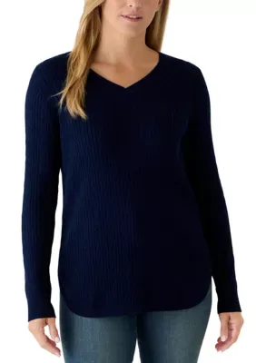 Cable Knit V-Neck Sweater