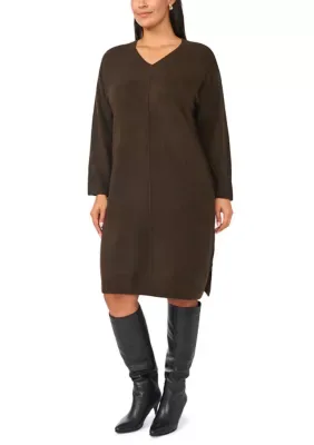 Long Sleeve V-Neck Sweater Dress by Vince Camuto
