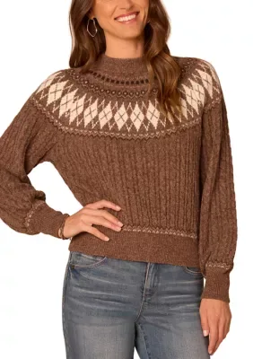 Long Sleeve Fair Isle Sweater by Democracy