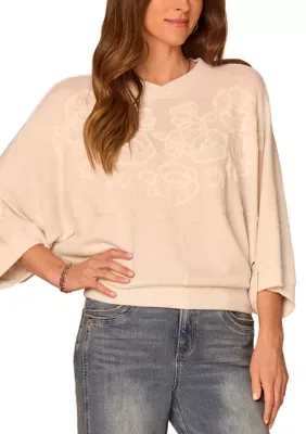 3/4 Dolman Sleeve V-Neck Top by Democracy