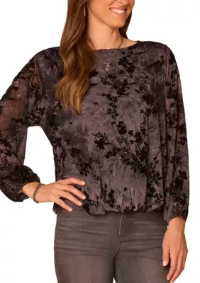 Bubble Hem Boat Neck Top by Democracy