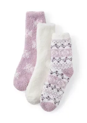 Mixed Print Cozy Crew Socks by Cuddl Duds