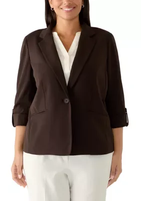 Cool Crepe Single Button Jacket by Anne Klein