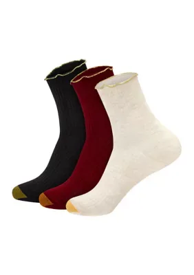 Sparkle Lettuce Edge Midi Socks - 3-Pack by Gold Toe