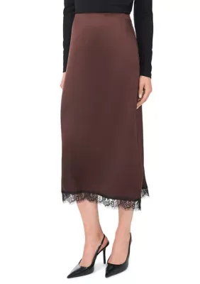 Lace Trim Satin Midi Skirt by Ted Baker