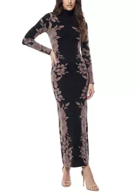 Floral Mock Neck Sweater Dress by Taylor
