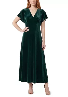 V-Neck Velvet Maxi Dress by Taylor