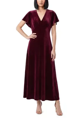 V-Neck Velvet Maxi Dress by Taylor