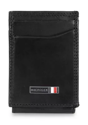 Genuine Leather Magnetic Slim Front Pocket Wallet by Tommy Hilfiger