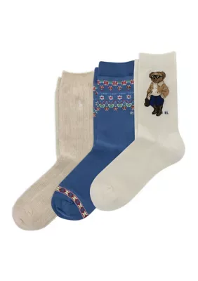 Winter Bear 3-Pack Socks by Polo Ralph Lauren