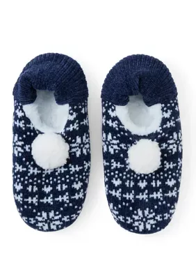 Polka Dot Cozy Faux Shearling Lined Ballerina Slipper Socks with Satin Bow by Cuddl Duds