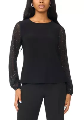 Illusion Foiled Sleeve Blouse by Ivy Road