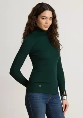 Cotton-Blend Ribbed Turtleneck by Ralph Lauren