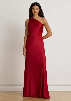 Satin Charmeuse One-Shoulder Gown
