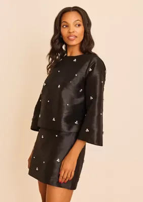 Sewing Down South x Crown & Ivy Guest of Honor 3/4 Sleeve Embellished Top by Crown & Ivy