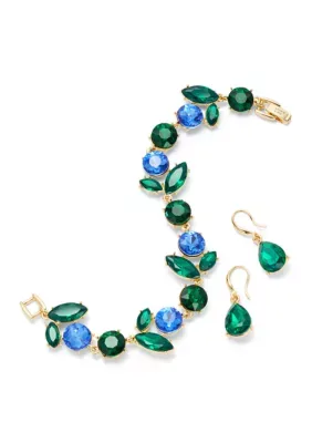 Cluster Stone Flex Bracelet with Stone Drop Earrings by Crown & Ivy