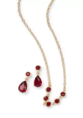 Stone Frontal Necklace and Stone Drop Earrings Set