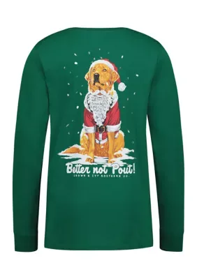 Dog Santa Graphic Long Sleeve Tee by Crown & Ivy
